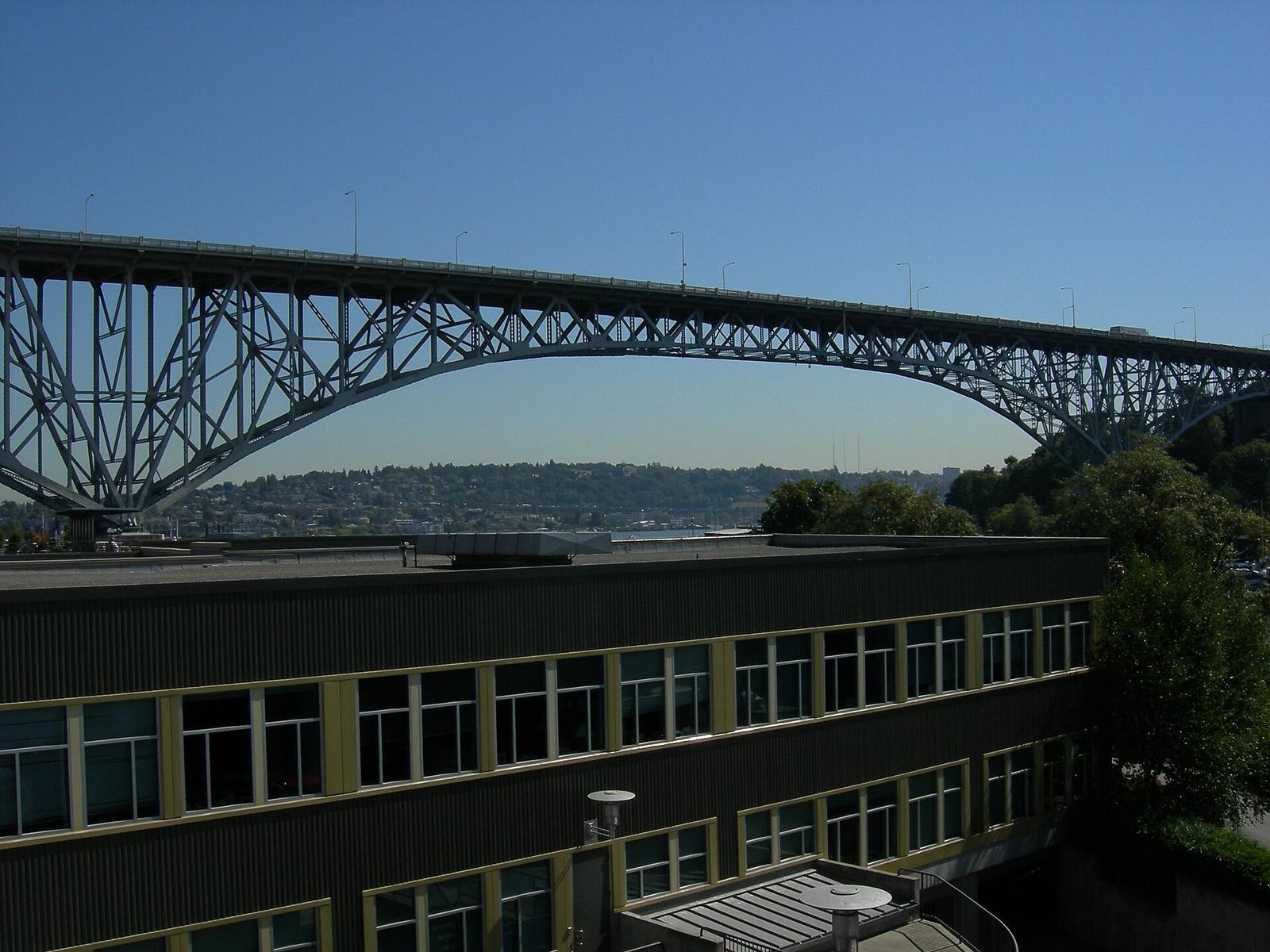 The Aurora Bridge carrying SR-99 over the Ship Canal, seen from the Fremont Bridge